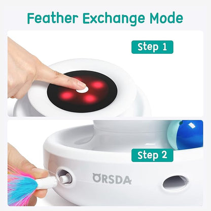 ORSDA Cat Toys 2-in-1 Interactive Cat Toys for Indoor Cats, Automatic Cat Toy Balls, Mice Toys Ambush Feather Kitten Toys with 7pcs Attachments, Dual Power Supplies, Adjustable Speed, Auto On/Off
