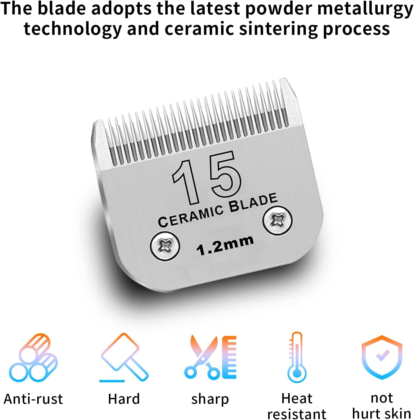 3 Pack 15# Detachable Pet Dog Grooming Ceramic Blades,Compatible with Andis,Oster A5,Wahl KM-10 Series,Size 15# Blade 3/64-Inch 1.2MM Cut Length