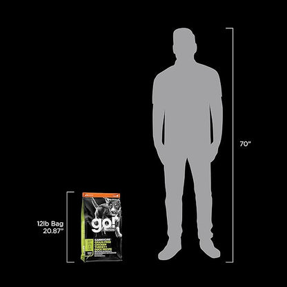 Go! Solutions Carnivore, Grain-Free, Protein Rich Dry Dog Food, Chicken, Turkey and Duck Puppy Recipe, Small Kibble, 12 lb Bag