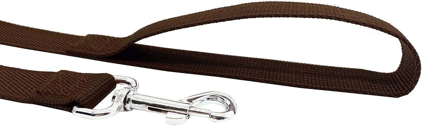 Nylon Dog Training Leash, Traction Rope, 4Ft /5 Foot /6 Feet Long, 5/8 inch 3/4 Inch 1 Inch Wide, for Small and Medium Dogs (5/8'' x 4 FT, Brown)