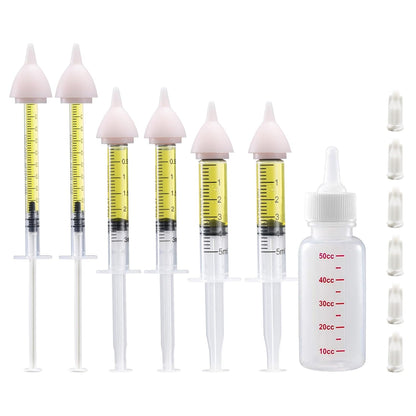 Pet Nursing Bottle, Nursing Bottle Kits, Kitten Bottle Feeding Kit, Suitable for Feeding Newborn Puppy, Kitten, Squirrel, Hamster, Bunny, 1 Milk Bottles, 6 Pet Nipple