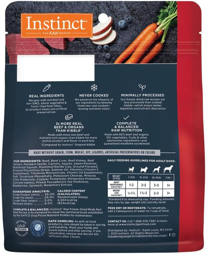 Instinct Freeze Dried Raw Meals, Natural Dry Dog Food, Grain Free - Real Beef, 3 oz. Bag