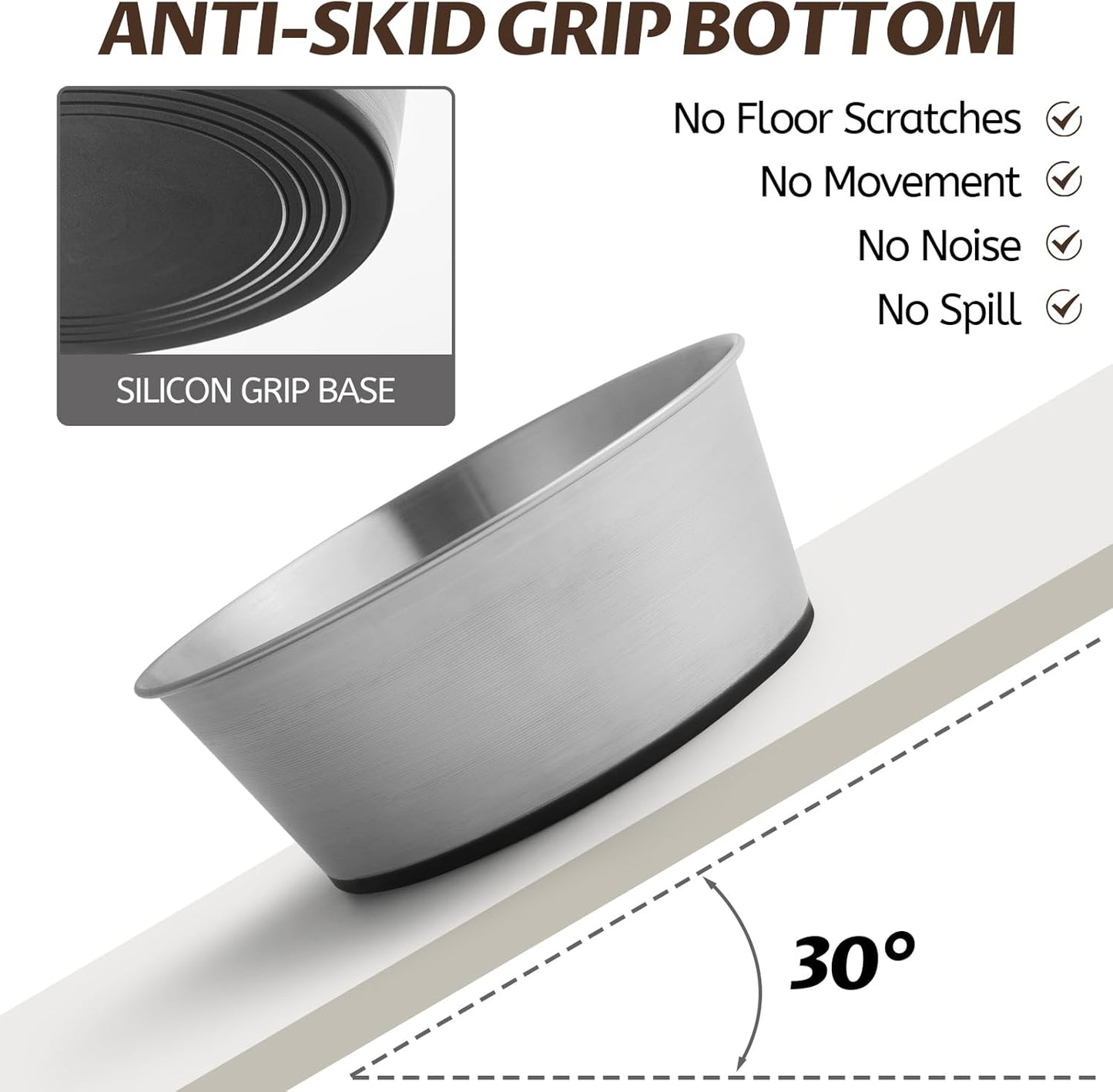 Stainless Steel Dog Bowls for Large Dogs, 64oz/8 Cups Non Slip Dog Metal Bowls, 2 Pack Food and Water Pet Bowls Heavy Duty Dishwasher Safe