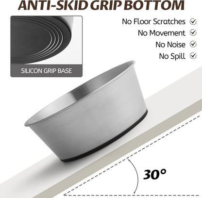 Stainless Steel Dog Bowls for Large Dogs, 64oz/8 Cups Non Slip Dog Metal Bowls, 2 Pack Food and Water Pet Bowls Heavy Duty Dishwasher Safe