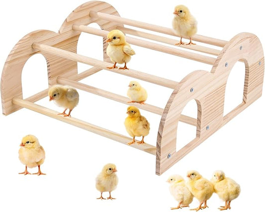 Double Layer Wooden Chicken Perch, Baby Chick Roosting Bars in Coop and Brooder, Chicken Toys, Coop Accessories for Large Bird