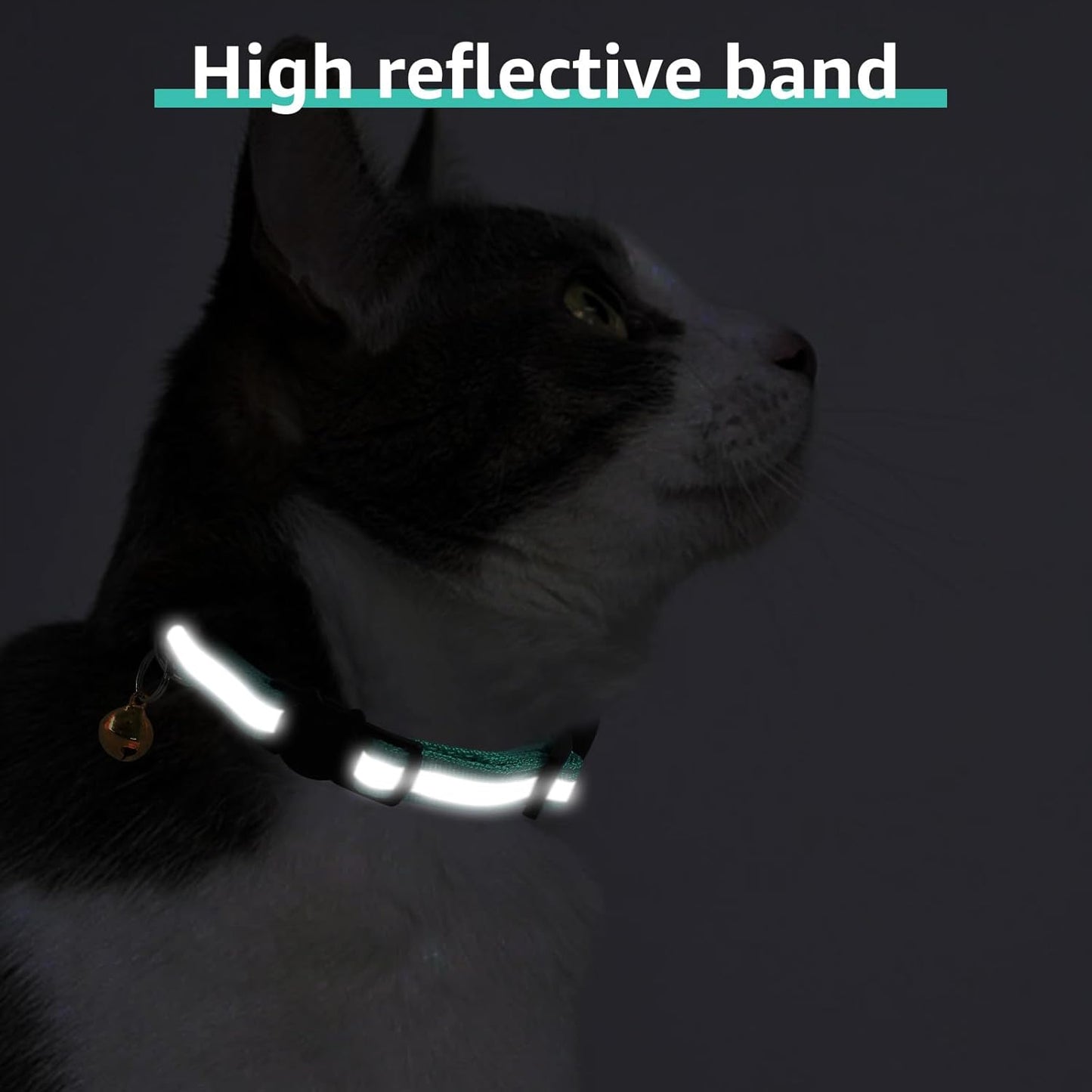 Airtag Cat Collar, Personalized Nylon Breakaway Cat Reflective Collar Embroidered with Pet Name and Phone Number with Waterproof Airtag Holder Case and Bell (with Silicone Airtag Protective Case)