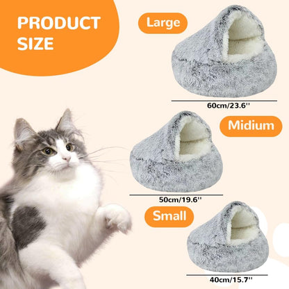 Lapcatz Nest Bed, 2026 Upgraded Cat Beds for Indoor Cats, Portable Fluffy Pet Bed, Durable Covered Cat Bed for Indoor Use, Soft Puppy Bed for Pet Owners (Pink, Large)