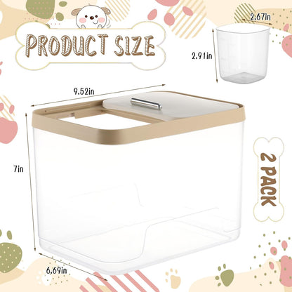CIEOVO 2 Pack Airtight Dog Food Storage Container, 10Lbs Clear Pet Dog Food Storage Bin with Measuring Scoops for Rice Grain Pet Dog Cat Bird Dog Treat Storage Food Fresh