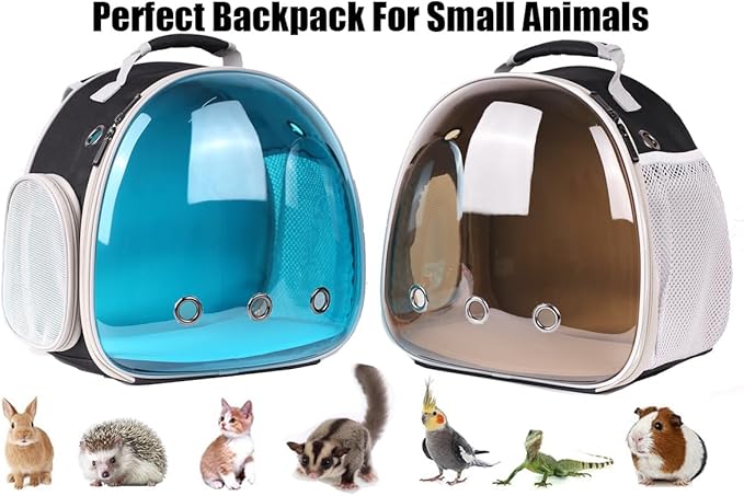 Portable Guinea Pig Backpack, Polarized Bubble Backpack for Small Animals Travel Handbag Cage for Kitten Rabbit Squirrel Bearded Dragon Turtle Breathable Carrier