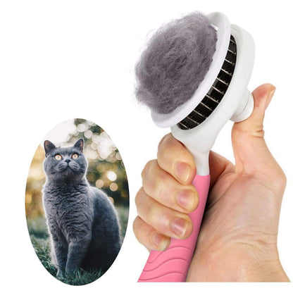Cat Grooming Brush, Pets Skin Friendly Self Cleaning Slicker Massage Brushes for Shedding Dogs Cats Hair Gentle Remove Loose Undercoat with Long or Short Hairs for All Fur Type- UPGRADED (pink)