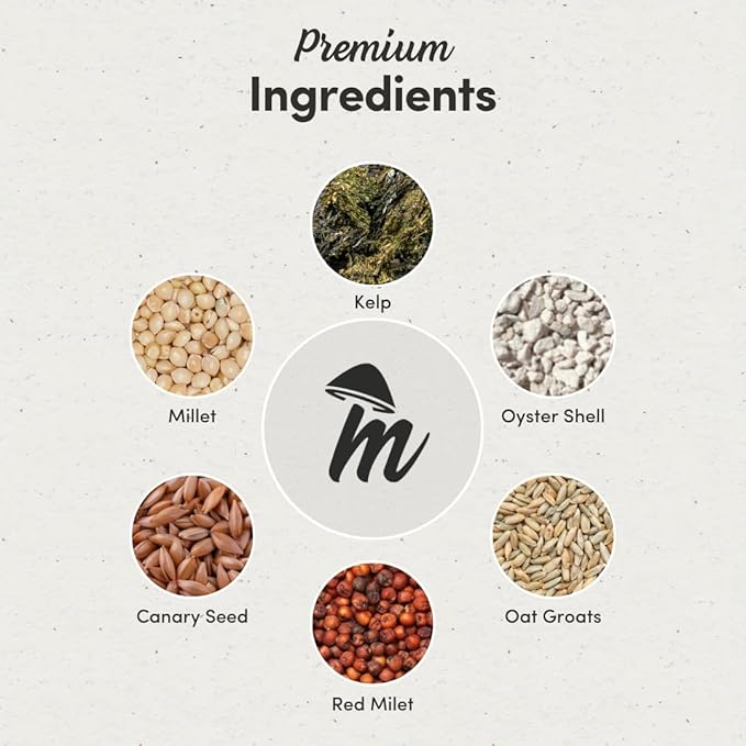 Mycelium Organic Pet Bird Superfood (5 LB Bag) | Vitamin-Enriched Bird Food for Parakeets, Finches, Canaries & Lovebirds | Daily Support for Energy, Digestion & Feather Health | Clean, USA-Grown Feed