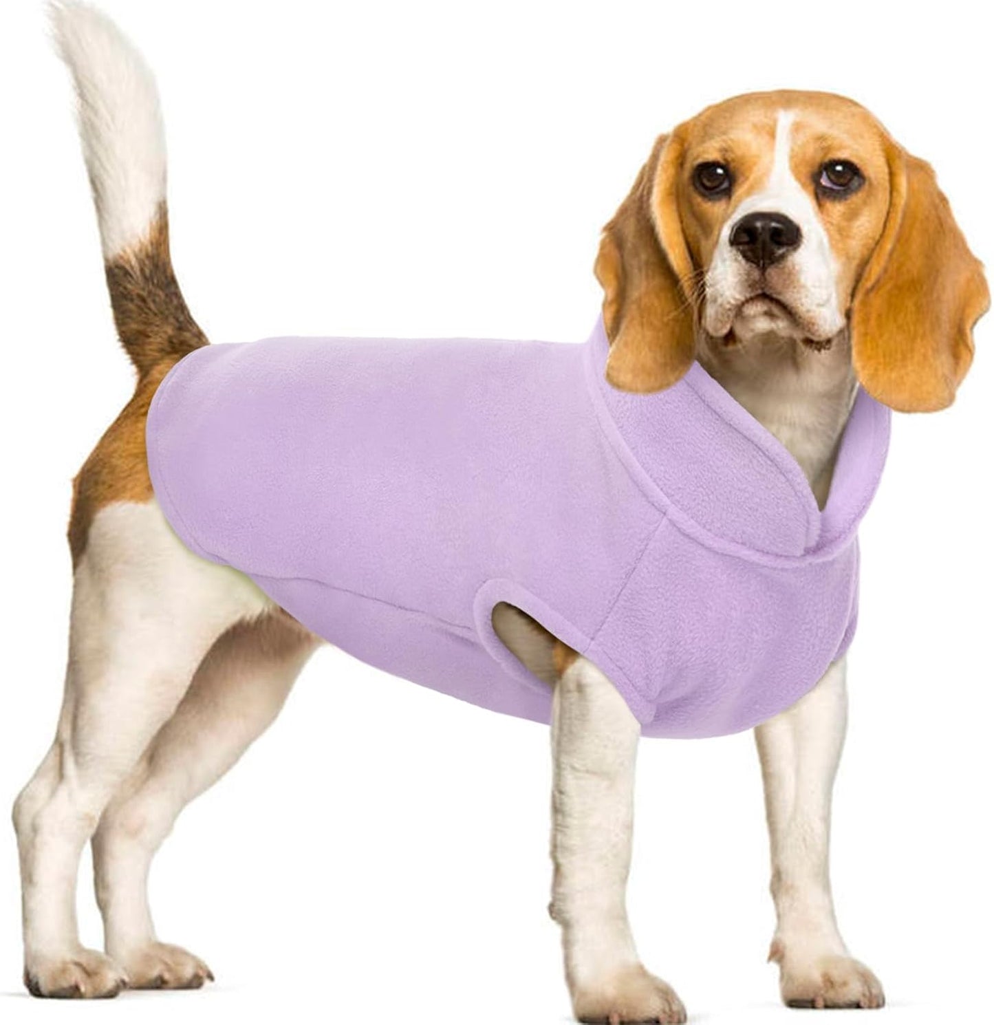 FUAMEY Dog Fleece Vest for Large Dogs,Warm Stretchy Dog Sweatshirts Pullover with Leash Hole Dogs Sweater Soft Pet Turtleneck Cozy Pet Vest Lightweight Sleeveless Purple XL