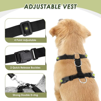 Lukovee Dog Seat Belt - Adjustable Dog Car Harness for Large, Medium & Small Dogs, Soft Padded & Breathable Mesh Dog Seatbelt with Car Vehicle Connector Strap (Black, XXX-Small)