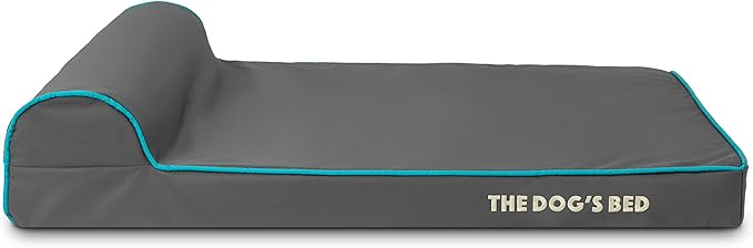 The Dog’s Bed Orthopedic Headrest Dog Bed Med Grey/Blue, Memory Foam, Pain Relief: Arthritis, Hip & Elbow Dysplasia, Post Surgery, Lameness, Waterproof Washable Cover