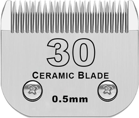 Detachable Pet Dog Grooming Clipper Ceramic Blade,Compatible with Andis Size 30 Cut Length 1/50"(0.5mm),Compatible with Oster A5,Wahl KM Series Clippers