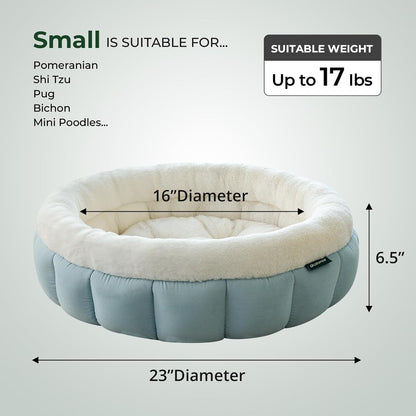 BALANCE Cat Beds for Indoor Cats, Washable Round Cat Bed, Cute Kitten Bed with Anti-Slip Bottom for Kitty and Puppy, 23 Inches, Dream Blue