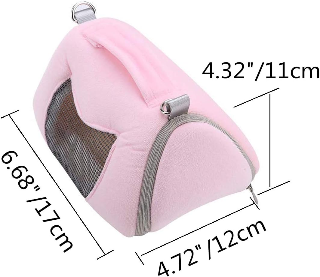 Hamster Carrier Bag Portable Outdoor Travel Handbag with Adjustable Single Shoulder Strap for Hamster Small Pets (Pink)