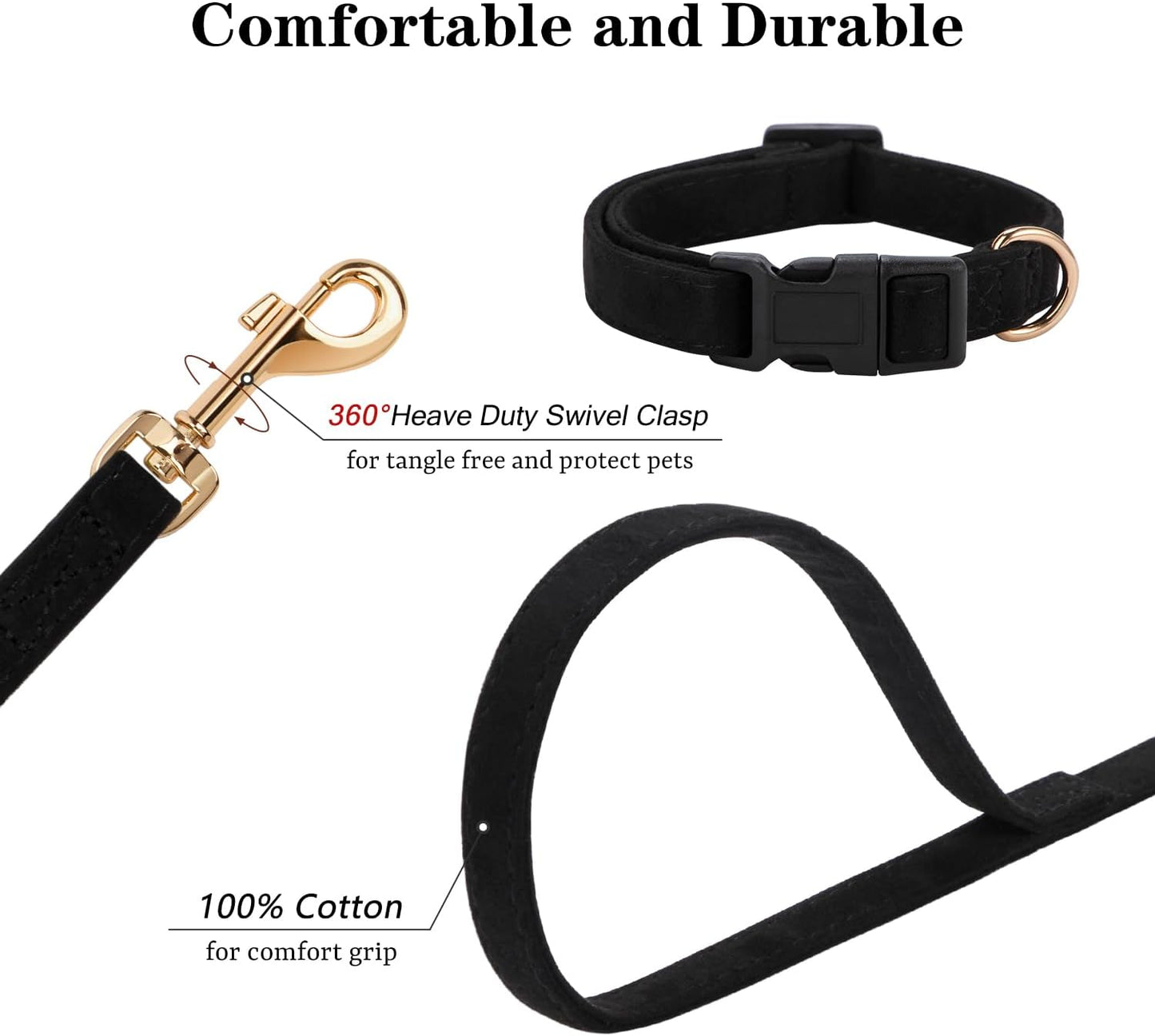 No Pull Dog Harness- Lightweight, Soft, Adjustable Small Harness Collar and Leash Set, Suitable for Cats Puppy Small and Medium-Sized Dog Outdoor Training and Running (Black, XXS)