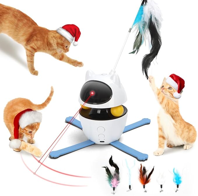 Nobleza Cat Laser Toy, 3-in-1 Interactive Cat Toys for Indoor Cats, Automatic Laser Pointer for Cats, Black & White