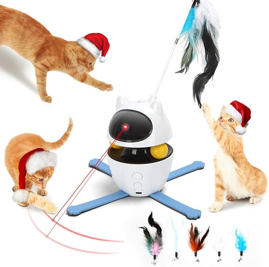 Nobleza Cat Laser Toy, 3-in-1 Interactive Cat Toys for Indoor Cats, Automatic Laser Pointer for Cats, Black & White