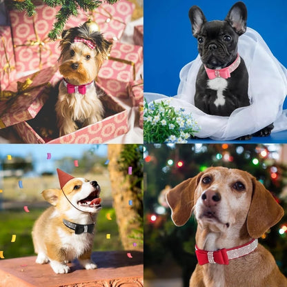 Serijoars Small Dog Collar with Rhinestone Crystal Diamond Colorful Bling Girl Puppy Cat Collars (S, Pink1)