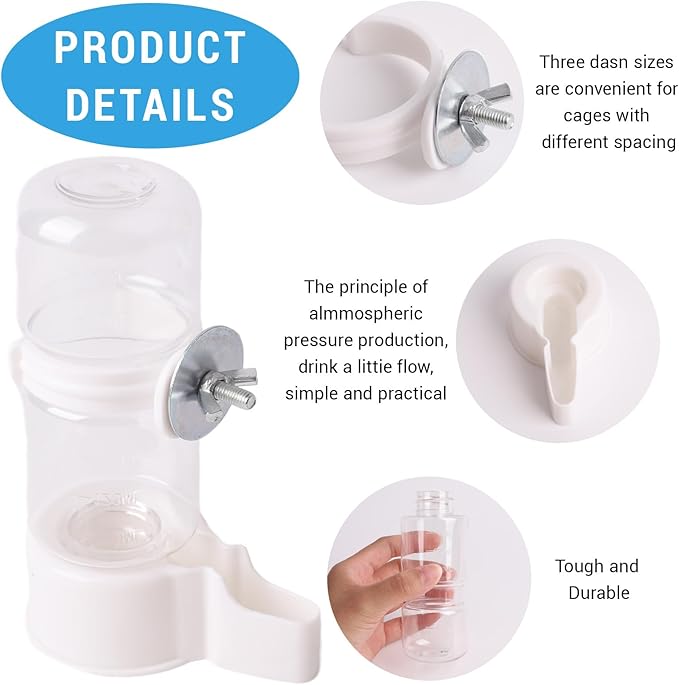 2PCS Parakeet Water Dispenser, 4.73 Fl Oz Automatic Bird Water Bottle Feeder for Cage
