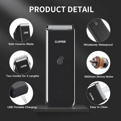 Black Dog Cat Clippers, Home Professional Cordless Cat Grooming Tools for Dog Thick Coat Clippers, Low Noise Pet Hair Trimmer Kits with 9-Pieces