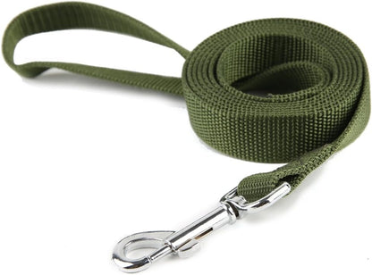 Nylon Dog Training Leash, Traction Rope, 4Ft /5 Foot /6 Feet Long, 5/8 inch 3/4 Inch 1 Inch Wide, for Small and Medium Dogs (Green, 1'' x 15 FT)