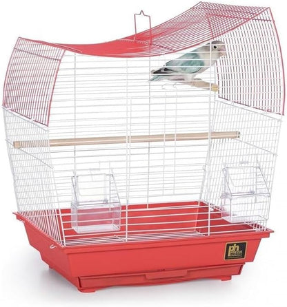 Rustic Retreat Top Bird Cage with Durable Metal Construction, Spacious Interior, and Convenient Top Access Coral/Wave Top