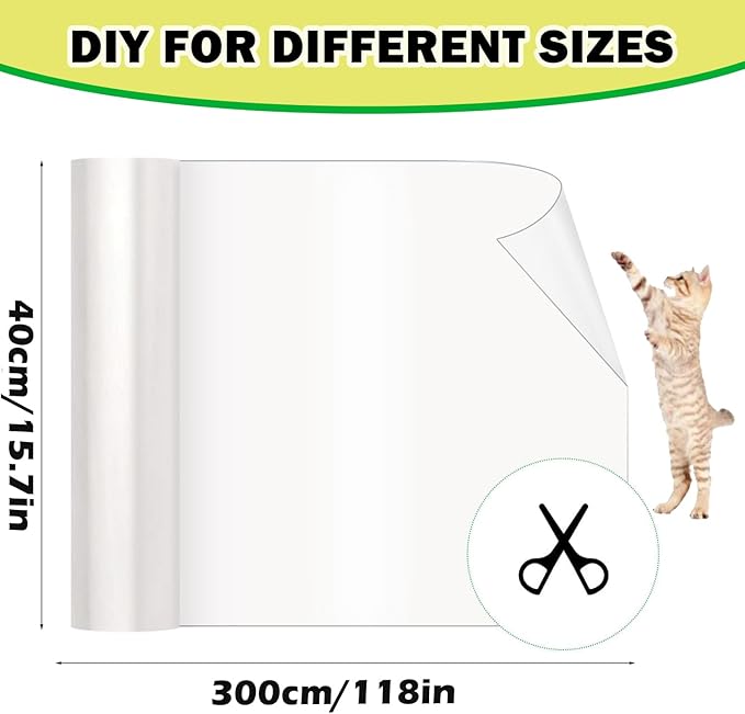 Cat Couch Protector 15.7" x 118" Thickened Anti Cat Scratch Furniture Protector 100% Transparent Free Cutting Couch Protector for Door Wall