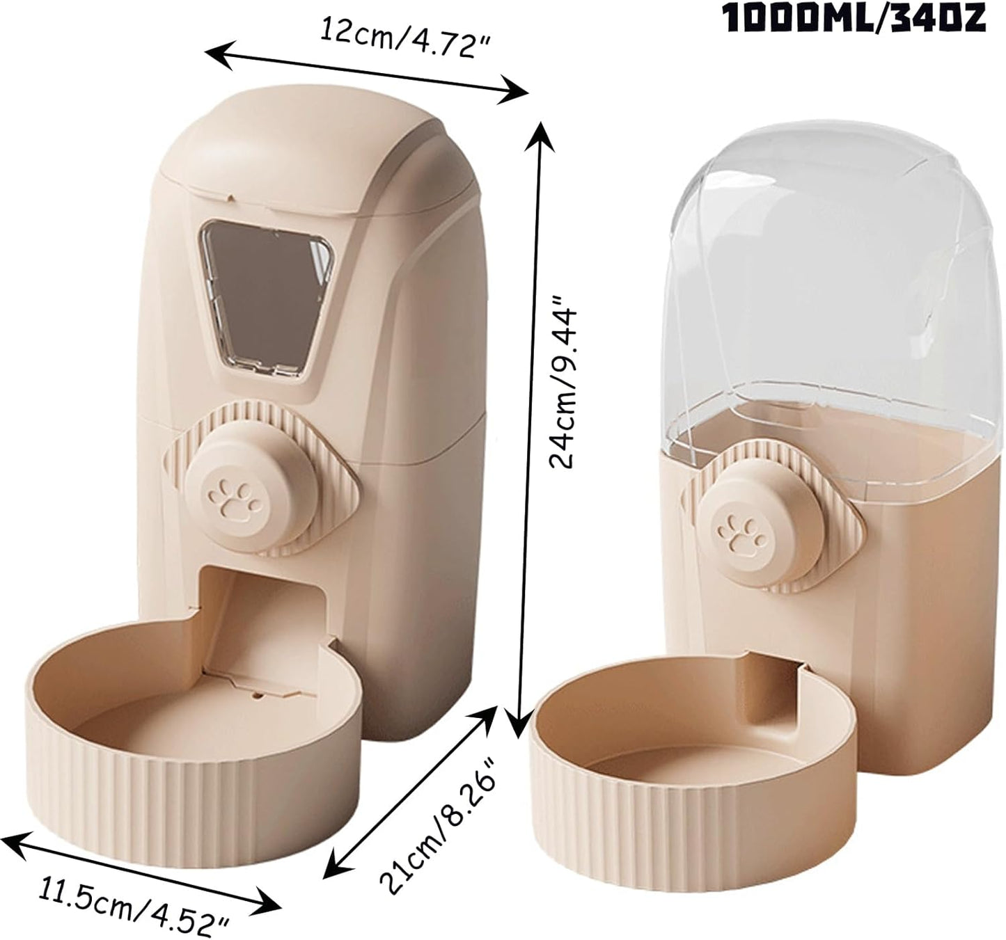 Hanging Cage Automatic Pet Food Water Dispenser 34oz, Large Capacity Feeder Gravity Refill Food and Siphon Suction Water Set for Dog Cat Rabbit Chinchilla and Ferret (Food and Water Dispenser)