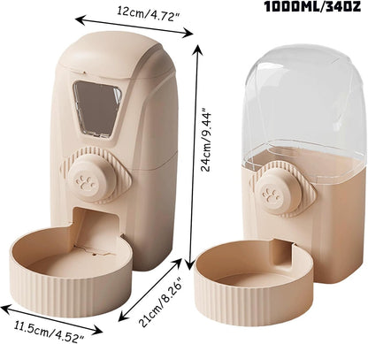 Hanging Cage Automatic Pet Food Water Dispenser 34oz, Large Capacity Feeder Gravity Refill Food and Siphon Suction Water Set for Dog Cat Rabbit Chinchilla and Ferret (Food and Water Dispenser)