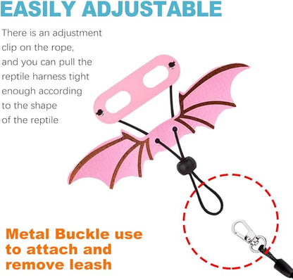 CoguZed Bearded Dragon Leash and Harness Set, Adjustable Lizard Harness with Wings, Cool Leather Reptile Leash for Bearded Dragons, Amphibians & Small Pets (S, M, L, 3 Pack)
