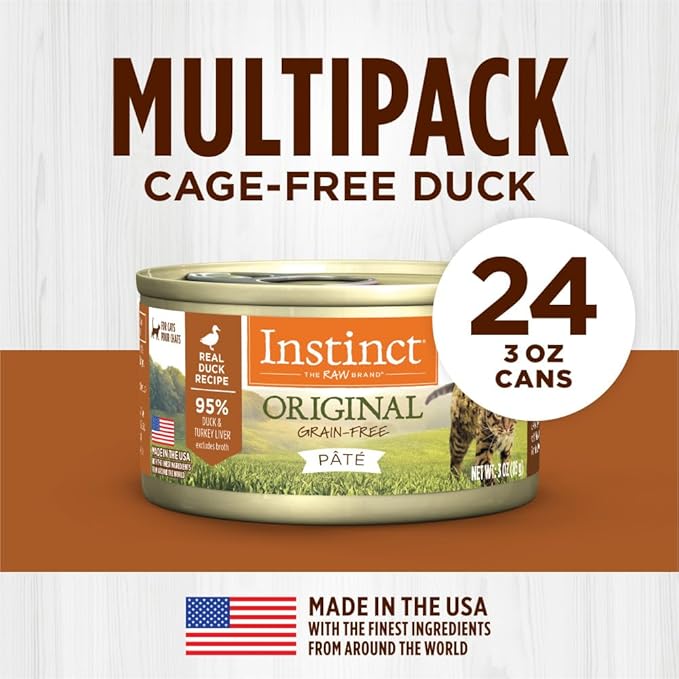 Instinct Original Pate Wet Cat Food, Grain Free Recipe - Real Duck, 3 oz. Cans (Pack of 24)
