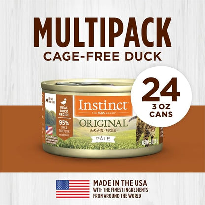 Instinct Original Pate Wet Cat Food, Grain Free Recipe - Real Duck, 3 oz. Cans (Pack of 24)