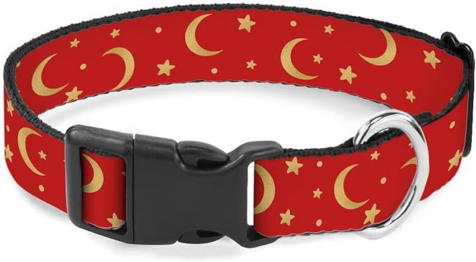 Gold Sun Moon Red Dog Collar Soft Pet Collars for Small Medium Large Breed Dogs Cats Puppy Kitten Terrier