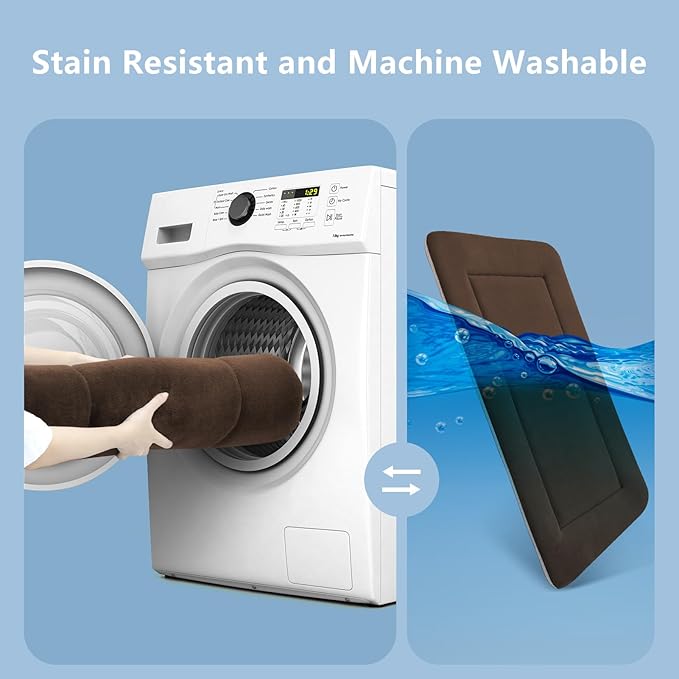 Magic Dog Large Dog Bed - Soft Crate Pad, 42 Inch Machine Washable Pet Bed Kennel Pad with Non-Slip Bottom, Dark Coffee