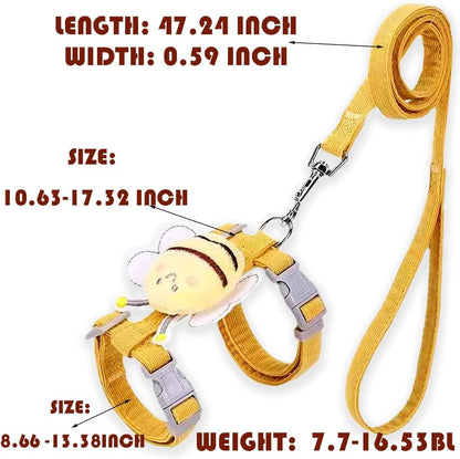 Cat Harness and Leash Set, Cat Harness Escape Proof, Rabbit Harness and Leash Set, Costumes for Cats and Bunny(A, Middle)