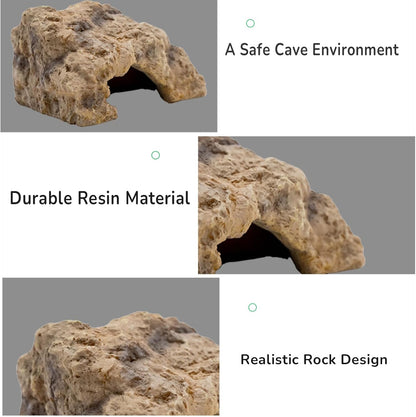 Reptile Hide for Leopard Gecko,Bearded Dragon,Ball Python & Tortoise – Terrarium Habitat Décor, Snake & Lizard Hideout (Resin, Small)