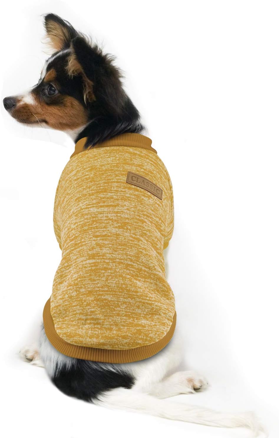 Idepet Pet Dog Classic Knitwear Sweater Fleece Coat Soft Thickening Warm Pup Dogs Shirt Winter Pet Dog Cat Clothes Puppy Customes Clothing for Small Dogs(XXS,Yellow)