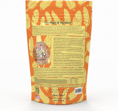 Mycelium Cockatiel Cuisine Bird Food | 5 lb Premium Seed Mix with Vegetables, Fruits, Sunflower Seeds, Oat Groats & Buckwheat for Energy, Digestion, and Feather Health | Organic & Non-GMO