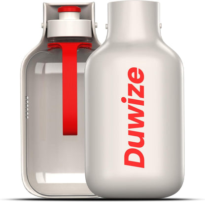 Portable Dog Water Bottle – 19 oz, Exclusive Latest Large Wide-Mouth Folding Design, Durable Handle Strap, Food-Grade Plastic, Ideal for Walking, Hiking & Outdoor Travel（Light brown）