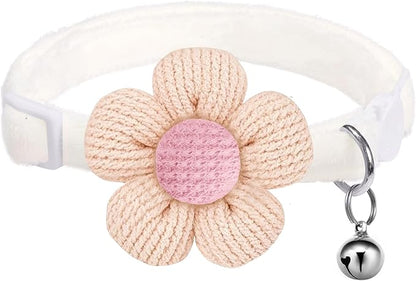 Breakaway Cat Collars with Bells, MUZIEBA Kitten Collar for Girl Boy Adjustable Safety Kitty Collars for Cats Puppy and Small Pets (White)