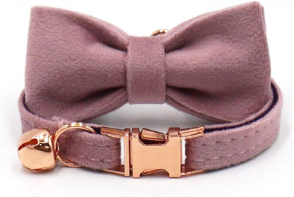 Personalized Cat Collar with Bells,Velvet Customized Small Cat Collar with Name Tag,Pet Collar with Name Phone Number Engraved ID Tags for Boy and Girl Kitten Cats (Pink Purple)