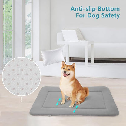 Magic Dog Soft Large Bed Crate Pad Mat, 42 Inches Machine Washable Pet Bed With Non-Slip Bottom, Gray
