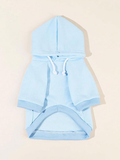 QWINEE Basic Dog Hoodie Sweatshirt Puppy Sweater Warm Cat Costumes Pet Clothes for Chihuahua Puppy Kitten Small Medium Dogs Light Blue Medium