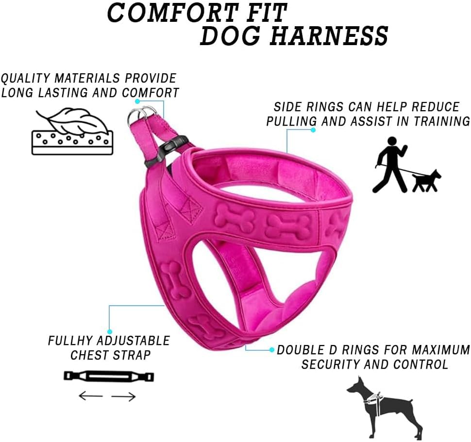 Comfort fit Step-in Dog & Puppy Harness - Comfortable All Weather Dog Vest Harness: Adjustable, Soft Padded, Easy to Put-on for Small, Medium-Sized Dogs