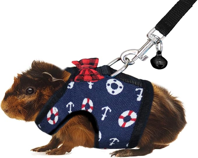 Rypet Ferret Harness and Leash - Soft Mesh Small Pet Harness with Safe Bell, No Pull Comfort Padded Vest for Guinea Pig, Hamster, Rats and Similar Small Animals