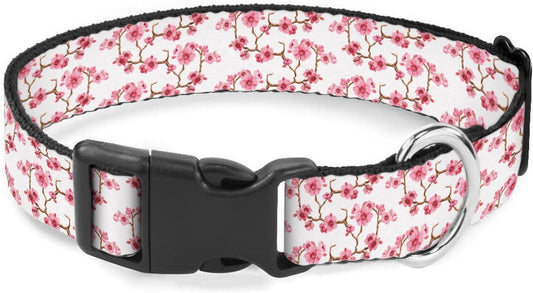 Pink Flower Floral Dog Collars Soft Adjustable Collar Strap for Small Medium Large Dogs Cats Pet