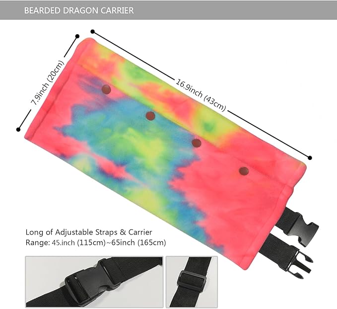 Bearded Dragon Leash and Harness Set, Beardie Carrier, Lizard Adjustable Harness with Leather Wings and Sling Bag, Reptile Small Pet Backpack Batwing Accessories (Pink)